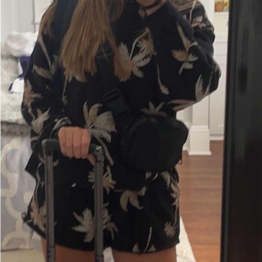 Black Palm Leaf Print Outfit